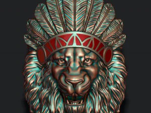 Native lion open mouth pendant 3D Print Model