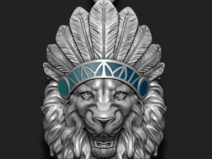 Native lion open mouth pendant 3D Print Model