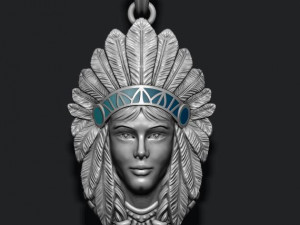 Native american indian girl pendant Modello di stampa 3D