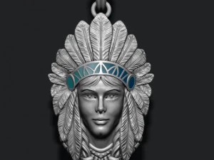 Native american indian girl pendant 3D Print Model