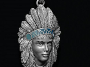 Native american indian girl pendant Modello di stampa 3D