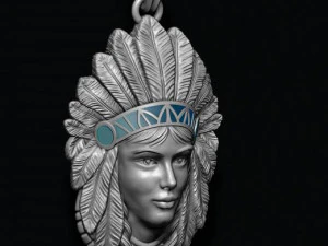 Native american indian girl pendant 3D Print Model
