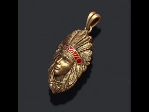 Native american indian girl pendant Modello di stampa 3D