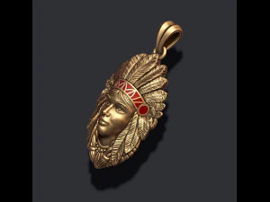 Native american indian girl pendant 3D Print Model