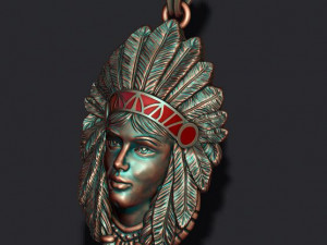Native american indian girl pendant Modello di stampa 3D