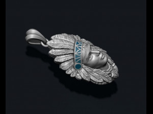 Native american indian girl pendant Modello di stampa 3D