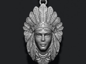 Native american indian girl pendant Modello di stampa 3D