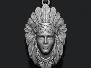 Native american indian girl pendant 3D Print Model