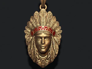 아메리카 원주민 인디언 소녀 펜던트 3D 프린트 모델