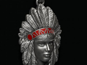 Native american indian girl pendant Modello di stampa 3D