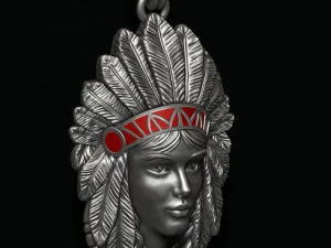 Native american indian girl pendant 3D Print Model