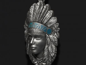 Native american indian girl pendant Modello di stampa 3D