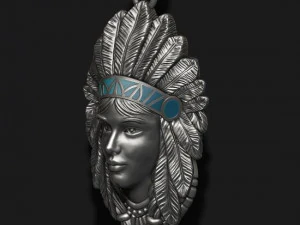 Native american indian girl pendant 3D Print Model