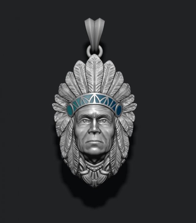 Native american indian man pendant 3D Print Model .c4d .max .obj .3ds .fbx .stl .blend 