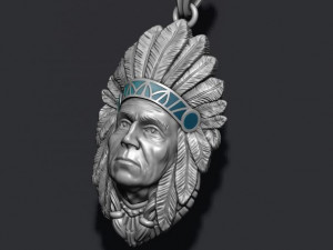 Native american indian man pendant 3D Print Model