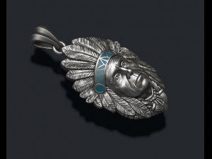 Native american indian man pendant 3D Print Model
