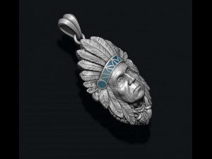 Native american indian man pendant 3D Print Model
