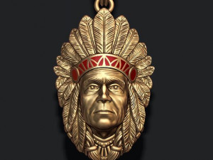 Native american indian man pendant 3D Print Model