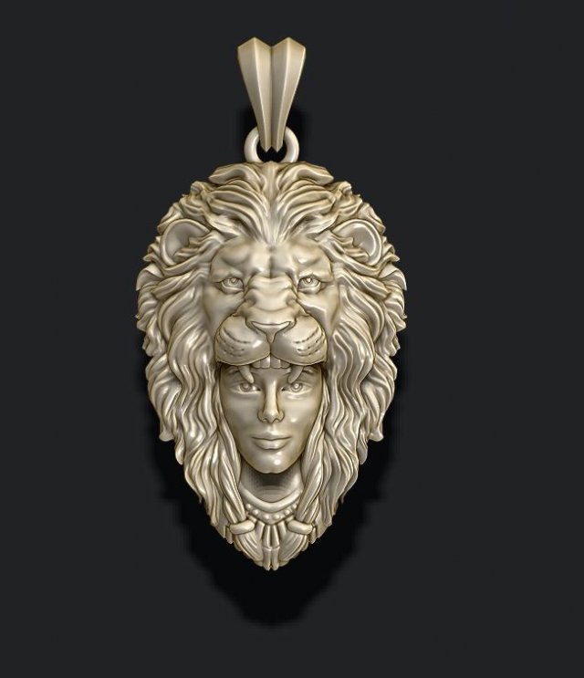 Girl lion pendant Modello di stampa 3D .c4d .max .obj .3ds .fbx .stl .blend 