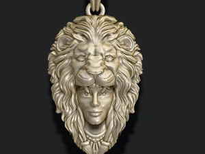 女の子ライオンペンダント 3Dプリントモデル