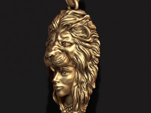 Girl lion pendant Modello di stampa 3D