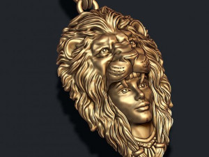 Girl lion pendant Modello di stampa 3D