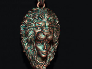 Girl lion pendant Modello di stampa 3D