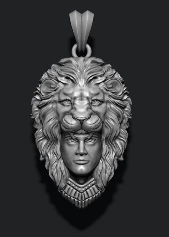 Man lion pendant 3D 프린트 모델 .c4d .max .obj .3ds .fbx .stl .blend 