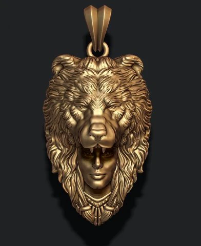 Girl bear pendant 3D Print Model .c4d .max .obj .3ds .fbx .stl .blend 