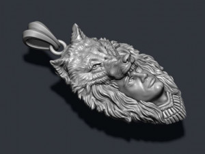 Man wolf pendant 3D print model 3D Baskı Modeli
