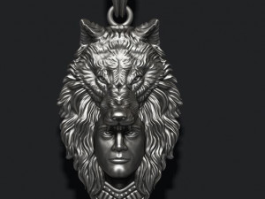 Man wolf pendant 3D print model 3D Baskı Modeli