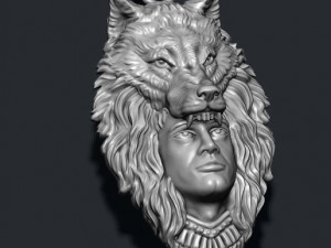 Man wolf pendant 3D print model 3D Baskı Modeli