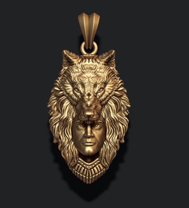 Man wolf pendant 3D print model 3D Baskı Modeli .c4d .max .obj .3ds .fbx .stl .blend 