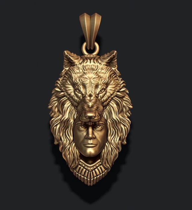 Man wolf pendant 3D print model 3D Print Model .c4d .max .obj .3ds .fbx .stl .blend 