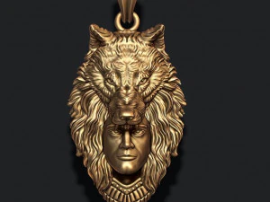 Man wolf pendant 3D print model 3Dプリントモデル