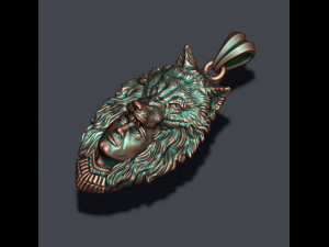Man wolf pendant 3D print model 3D Baskı Modeli