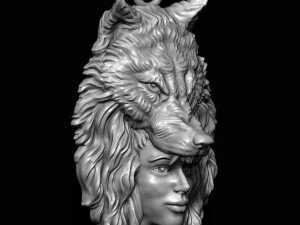 Girl wolf pendant 3D Print Model
