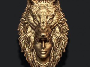 Girl wolf pendant 3D Print Model