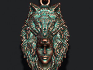 Girl wolf pendant 3D 프린트 모델