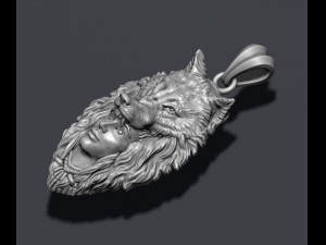 Girl wolf pendant 3D 프린트 모델