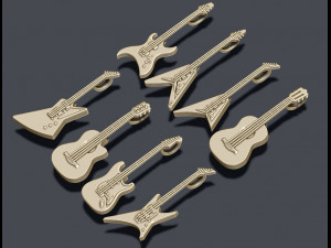 Guitar pendants pack Modèles 3D en vedette