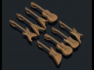 Guitar pendants pack Modèles 3D en vedette
