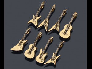 Guitar pendants pack Modèles 3D en vedette