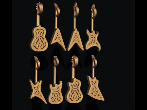 Guitar pendants pack Modèles 3D en vedette
