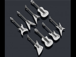Guitar pendants pack Modèles 3D en vedette
