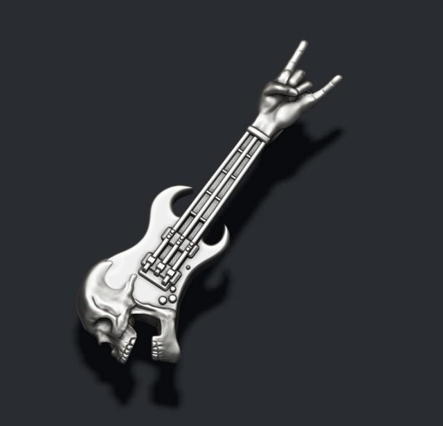 Skull guitar pendant 3D Print Model .c4d .max .obj .3ds .fbx .stl .blend 