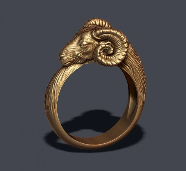 Ram ring 3D Print Model .c4d .max .obj .3ds .fbx .stl .blend 