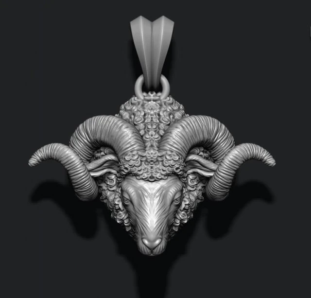 Mountain sheep ram pendant 3D Print Model .c4d .max .obj .3ds .fbx .stl .blend