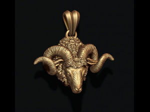 Mountain sheep ram pendant 3Dプリントモデル