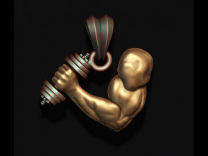 Muscle arm with barbell pendant Modèles 3D en vedette